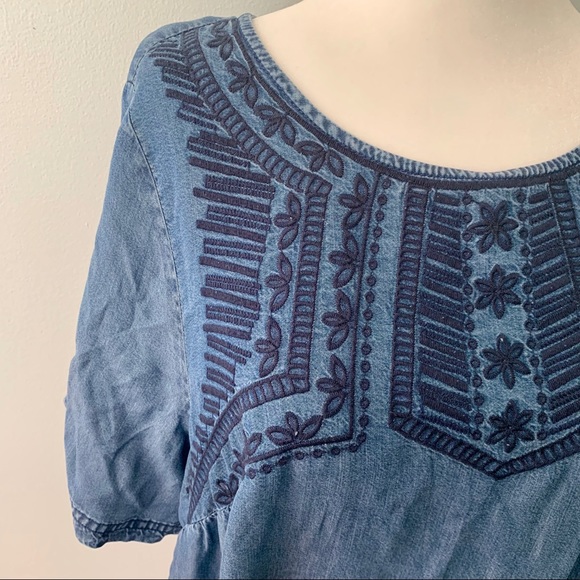 EVANS Embroidered Chambray Tunic Dress - Picture 2 of 8